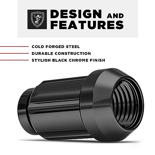 White Knight 3804BK-20AM (Black Chrome) 1/2"-20 Spline Lug Nut with Key, 20 Pack (for AFTERMARKET Wheels with Smaller 0.80" Diameter Seating) - color: Black Chrome