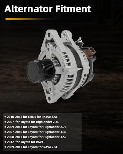 OCPTY Alternator for Toyota Highlander 2.4L 2.7L 2007-2013 3.3L 3.5L - size: 100AMP, style: for Toyota Highlander 2007-2010,for RAV4 09-12