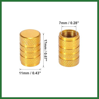 Motoforti 4pcs Round Car Tire Valve Stem Caps Dust Covers 7mm Yellow