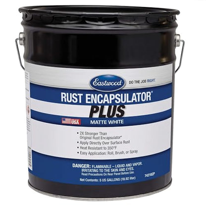 Eastwood Matte White Rust Encapsulator Plus | Long Lasting Durable Finish 1 Coat Maximum Rust Protection | Heat Resistance up to 350 Degrees Fahrenheit | 5 Gallon - color: Matte White, size: 640 Fl Oz (Pack of 1)