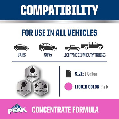 PEAK OET Extended Life Pink Concentrate Antifreeze/Coolant for European Vehicles, 1 Gal. - size: Concentrate