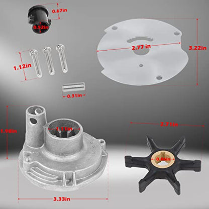Upgrade Water Pump Impeller Kit 0382468 382468 Fits for Johnson Evinrude BRP OMC 10 15 18 20 25 HP Housing, Replacement for OEM Part Number 777806 18-3377 46-13179
