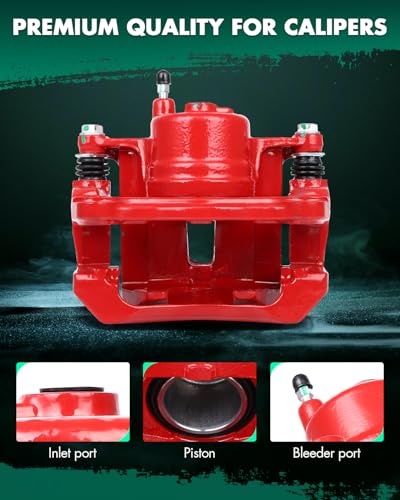 SCITOO 19B2698 Front Left Disc Brake Caliper With Bracket Red - size: Front Driver[19B2698]