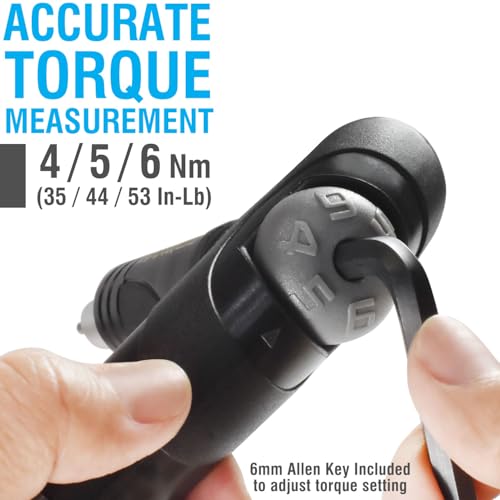 MARQUE Adjustable Bike Torque Wrench – 4, 5, 6 Nm Dial Portable Mini Bicycle Multitool Allen Key Tool, includes 3, 4, 5 mm Hex, T 25 Tool Bits – Repair Your Road and MTB at Home Garage - Cyclist Gift