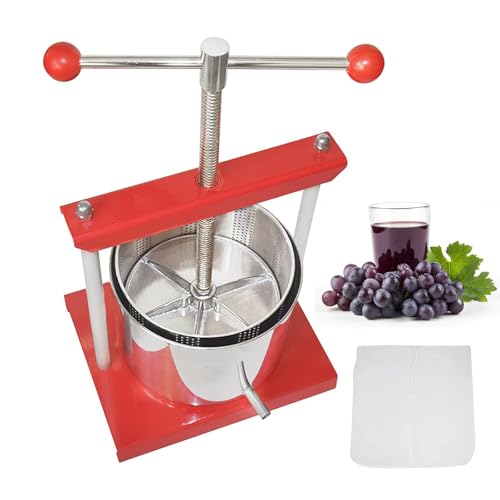 SQUEEZE master Cheese Tincture Herb Fruit Wine Manual Press -1.6Gallon/ 6 Litre-Power Ball Handle-Stainless Steel & Iron for Juice,Cider,Wine,Olive Oil - color: Red, size: 1.6Gallon