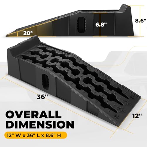 Auto Dynasty Car Ramps for Oil Changes, Low-Profile 2Pcs 7.2 Ton Capacity - size: 6.8'' H - 7.2T- 2Pcs