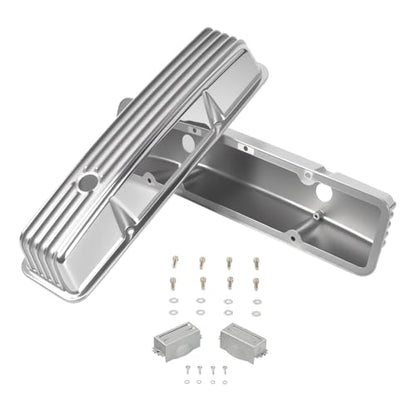 Silver Aluminum Valve Covers Finned 58-86 Tall 327 350 400 - color: Sliver, size: SBC 58-86