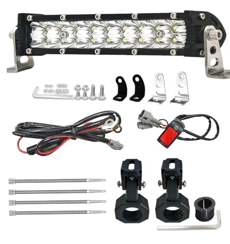 Dirt Bike Light Bar Kit, All-in-one Plug-Play 7 Inch Dirtbike Headlight Kit - color: (White) Light Bar with Bar Clamps + 12V Wiring + Switch