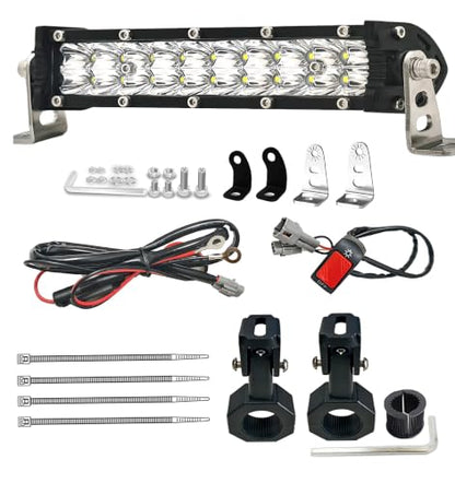 Dirt Bike Light Bar Kit, All-in-one Plug-Play 7 Inch Dirtbike Headlight Kit - color: (White) Light Bar with Bar Clamps + 12V Wiring + Switch