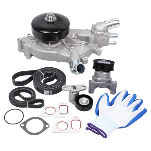 Engine Water Pump Thermostat Assembly w/Accessory Drive Belt Tensioner Kit