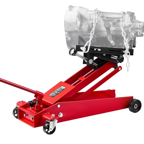 VEVOR Adjustable Floor Transmission Jack 1000 LBS Low Profile Hydraulic Transmission Telescoping Heavy-Duty Lift Jack 6.3-25.2 in Lifting Height, 360° Swivel Front Wheels - size: Compact