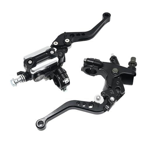 7/8'' 22mm Universal Motorcycle Brake Lever Clutch Master Cylinder Lever Set Reservoir Replacement for Harley Honda Kawasaki Suzuki Yamaha - color: Black