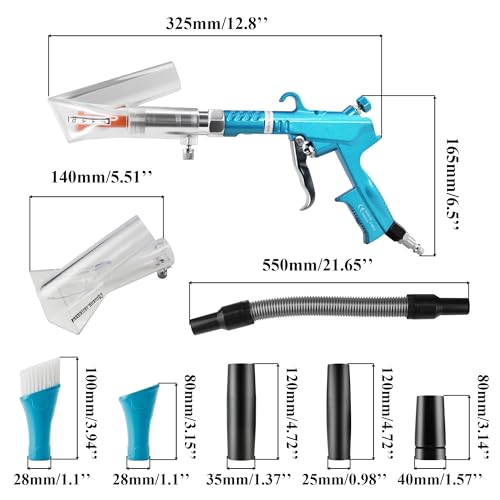 GOCCIDA 2IN1 Car Cleaning Air Blow Gun & Vacuum Gun for Interior Detailing - color: blue