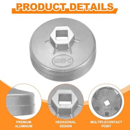 HARFINGTON 2pcs Oil Filter Cap 8 Flute 82.5x40.5x74mm (WxHxID) 1/2" Square - size: 8 Flute 82.5 x 40.5 x 74mm