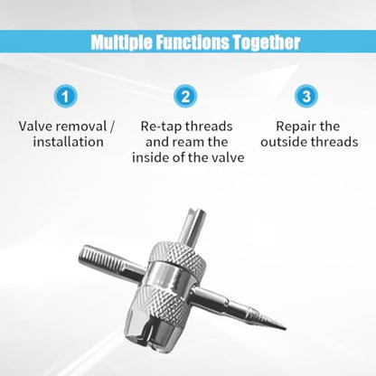 GLSOWEE Tire Valve Stem Puller Installer Tool Kit, 40Pcs Valve Cores & 20Pcs Valve Caps, 2Pcs Single Head Tire Valve Core Remover, 4-Way Valve Tool & Dual Head Puller - size: 64PCS