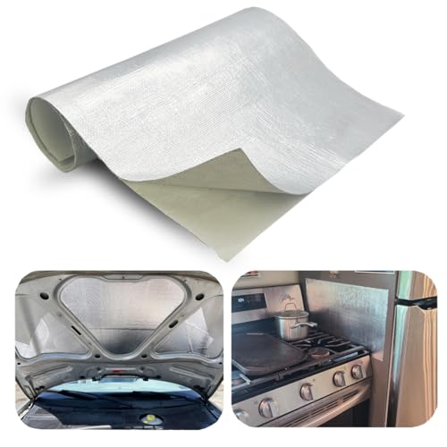 Adhesive Backed Aluminized exhaust heat shield tape for wall behind grill 2000 Degrees High Temp Protection Material Thermal Barrier Blanket Mat (12'' X 12'') - size: 12'' X 12''