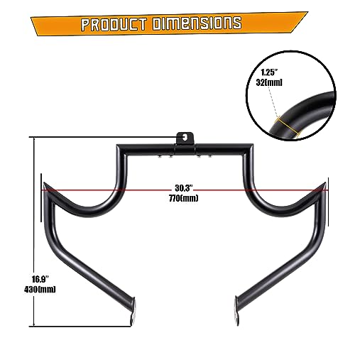 Kinglemc Crash Bar Engine Guard for Harley Softail(Black-C) - color: Black-C