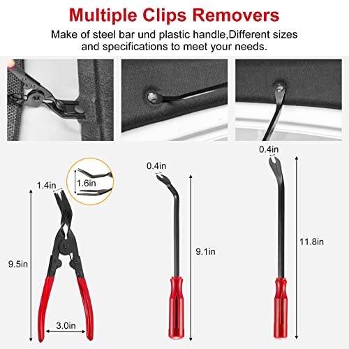 Trim Removal Tool Kit 330Pcs Car Removal Tool Kit Pry Tool Set Auto Clip Pliers Panel Door Radio Dash Window Bumper Adhesive Cable Clips Retainer Clip Set Terminal Removal Tool Set Fastener Remover - color: Red