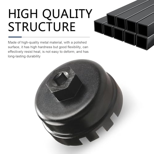 Oil Filter Wrench, Oil Filter Removal Tool, 64mm 14 Flute Oil Filters Wrench, Fits 2.5-5.7L Engine with Cartridge Style, for 4 Runner, RAV4, Highlander (Black)