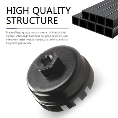 Oil Filter Wrench, Oil Filter Removal Tool, 64mm 14 Flute Oil Filters Wrench, Fits 2.5-5.7L Engine with Cartridge Style, for 4 Runner, RAV4, Highlander (Black)