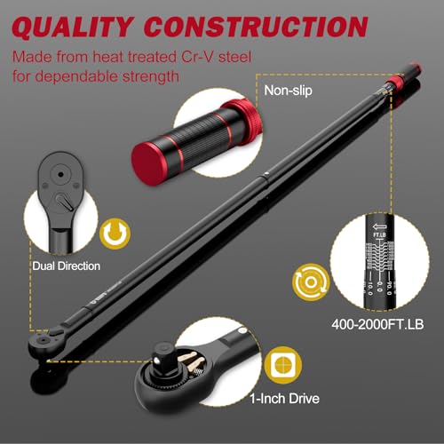 VANPO 1" Drive Torque Wrench 400-2000 Ft-Lb, 70.9" Leverage - size: 1-Inch (400-2000 Ft-Lb / 542.0-2574.5 Nm)
