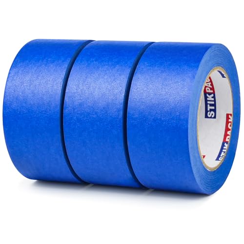 3 Rolls Blue Painters Tape 2 Inch x 55 Yards (165Total Yards), Automotive Masking Tape, Paint Tape for Painting, Painter's, DIY Crafts Arts Decoration Labeling and School Projects - color: blue