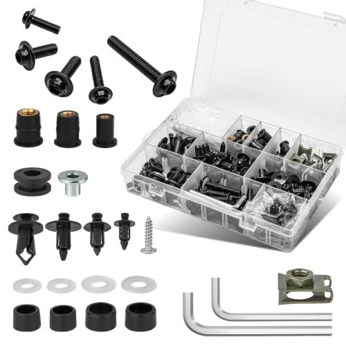 397Pcs Motorcycle Fairing Bolt Kit M4 M5 M6 Stainless Steel, Black