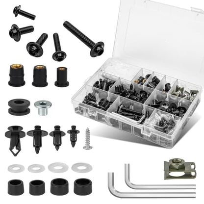 397Pcs Motorcycle Fairing Bolt Kit M4 M5 M6 Stainless Steel, Black