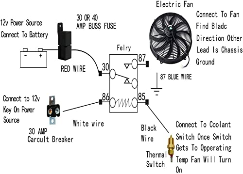 16 inch Electric Radiator Fan with Thermostat Wiring Switch Relay Kit - size: 16 Inch