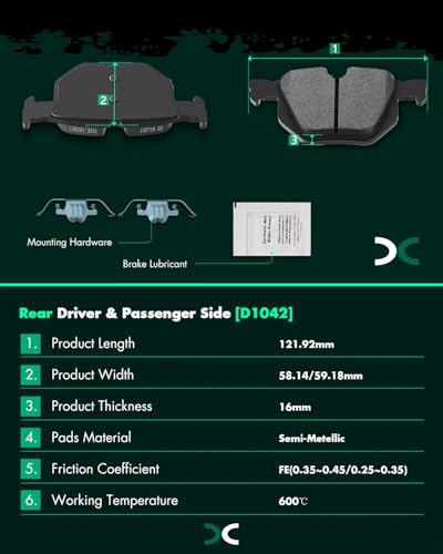 SCITOO Front Rear Disc Brake Pad Set Semi-Metal Fit For BMW For 535i xDrive - size: Front D918 & Rear D1042