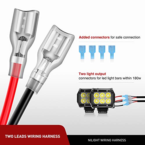 Nilight 7/8" Motorcycle Handlebar Switch Wiring Harness Kit 16AWG 2 Leads - color: Wiring Harness Motorcycle
