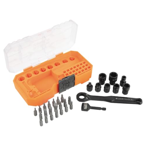Klein Tools 65300 KNECT 32-Piece Pass Through Socket Set, SAE Impact Set with MODbox Case, 1/4-Inch Drive, Sockets, Bits and Accessories - style: 32-Piece