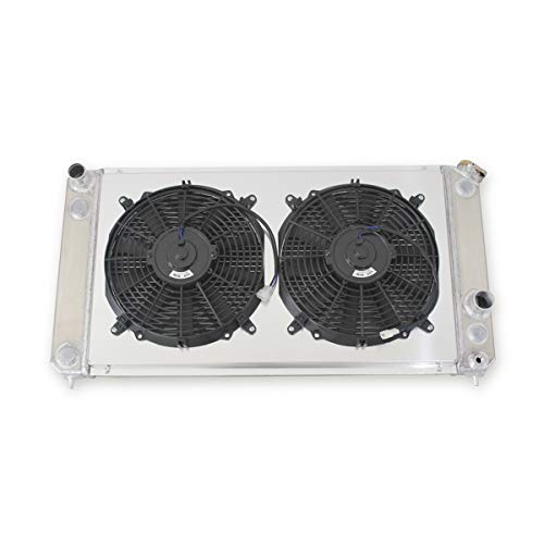 3 Rows Aluminum Radiator With Fan Shroud for 1996-2005 2000 Chevy Chevrolet S10 LS Swap SS Blazer ZR2 Swap 4.3 V6 Radiator (2X12 Inches Dia.) - size: 82