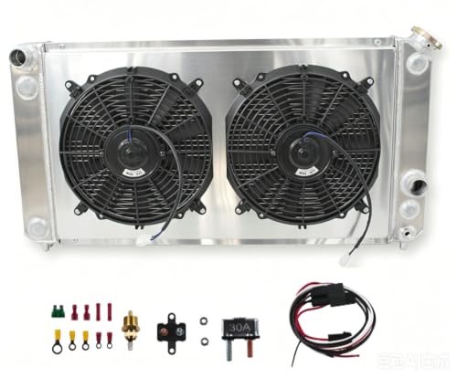 OHOB-COOL 3 Row Full Aluminum Radiator For 1996-2004 Chevy S10 Blazer,Gmc Jimmy Sonoma/Oldsmobile/Isuzu Hombre 4.3L+Shroud+Fan+Relay CC1826 - size: 96-05 Chevy