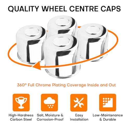 4Pcs 4.90 inch Trailer Wheel Center Caps Push Through Fit 4.88-4.9in Center Bore Truck Trailer RV SUV Wheels Rims, Steel Chrome Hub Covers - color: Chrome Silver, size: 4.9in Hub Hole, 4.33in Tall