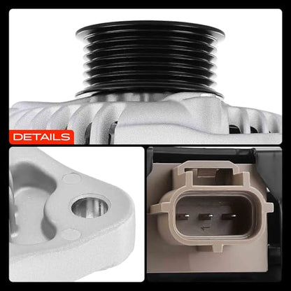 A-Premium Alternator, 12V 150A 6-Groove Pulley CW, Compatible with Ford