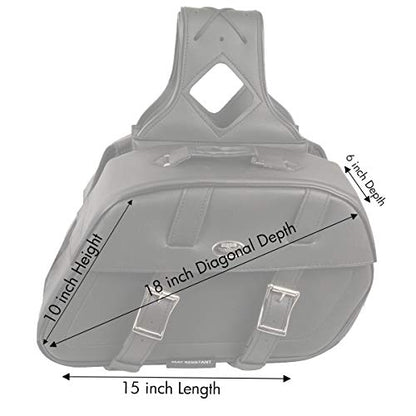 Milwaukee Leather PVC 2-Strap Throw-Over Easy Zip off and off Motorcycle Saddlebags - LG - color: SH611ZB-BLACK, size: Large
