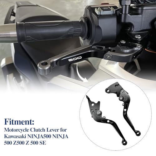 Motorcycle Brake and Clutch Lever Set Adjustable CNC Aluminum Replacement Clutch Levers for Kawasaki NINJA500 Ninja 500 Z500 Z 500 SE ABS 2024 2025(Black) - color: Black