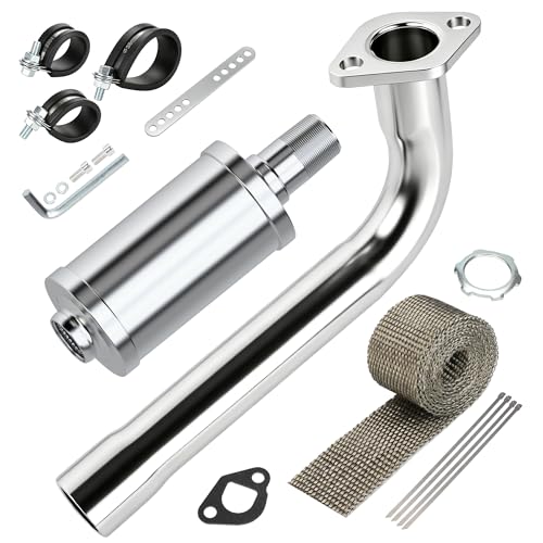 YOXUFA 212cc Mini Bike Exhaust Header Muffler Replacement for Predator 212cc 224cc 196cc Coleman CT200U CT200U-EX BT200X Baja Warrior MB200 Motvox GX160 GX200 6.5hp Engine Go Kart Minibike Pipe Parts