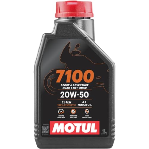 Motul 7100 4T 20W-50 Full Synthetic Motorcycle Oil for V-Twin Harley Davidson Engines, Ester Technology for Smooth Shifting, JASO MA2 Wet Clutch Compatible, API SP Certified 1L - color: 20W-50, size: 1L