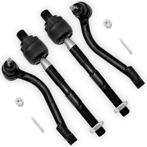 4PCS Front Outer Inner Tie Rod End Link Compatible with for Hyundai 2007 2008 2009 2010 2011 2012 Santa Fe, Compatible with Kia 2011-2013 Sorento EV800231 ES800035 ES800055