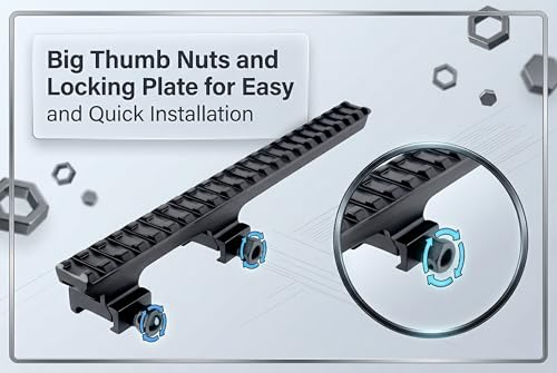 GOTICAL 22 Slots 8.75" / 225mm Length Extended Long Picatinny Rail Cantilever Mount 1" Riser Rail for Optics Flashlight Laser Lightweight Design Alumium Matt Finish Black