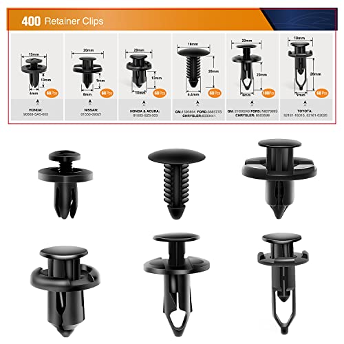 GOOACC 400PCS Universal Plastic Fender Clips - color: 400Pcs Clips-6 Size
