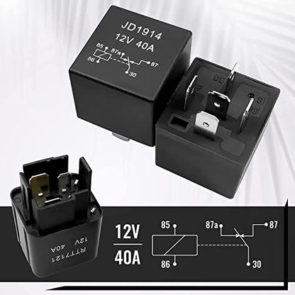 Gebildet 12V Fuse and Relay Box with 5pcs 5-Pin JD1914 40A Relay and 1pc 4-Pin Relay 6 ATC/ATO Blade Fuse, Universal Waterproof Fuse Relay Box for Automotive Car Truck Marine Boat - style: 12V Relay&fuse Box