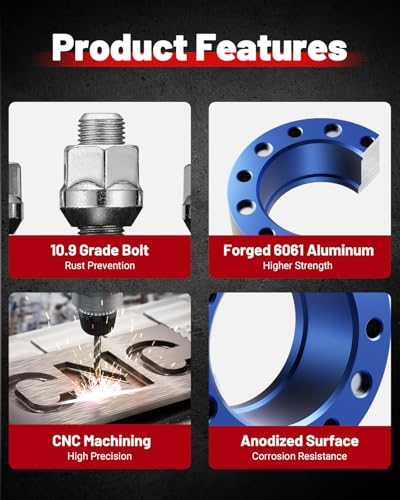 EVIL ENERGY 5x5 Wheel Spacers 2 inch Compatible with Jeep 1999-2010 Grand Cherokee, 5x127 mm Hubcentric with Lip 5 Lugs 71.5 mm Hub Bore 1/2x20 Studs Blue - color: Blue, size: 2 inch