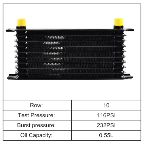 EVIL ENERGY 10 Row Oil Cooler Kit, 10AN Engine Cooler Radiator Universal - size: 10 Row