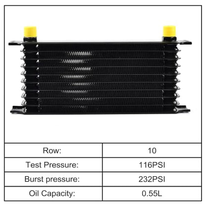 EVIL ENERGY 10 Row Oil Cooler Kit, 10AN Engine Cooler Radiator Universal - size: 10 Row