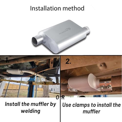 Universal Mufflers Dual Chamber 2.5" offset inlet (ID) 2.5" center outlet (ID) Performance Automotive Muffler Exhaust FH42541 - size: 2.5"
