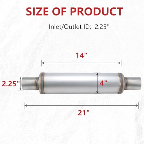 LCGP 2.25" Exhaust Muffler, 2.25in Muffler Universal Stainless Steel Performance Muffler, Straight Through Design 2.25 Muffler Resonator Deep Sound for Car, Truck(2.25" Intet 2.25" Outlet) - color: 1 PC, size: 2.25" Inlet 21" Overall Length(4" wide)