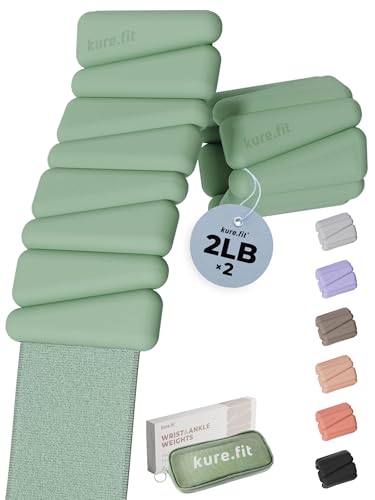 Pilates Wrist & Ankle Weights | Adjustable Weighted Bangles | 1/2/3LB Each - color: Sage, size: 2 LB